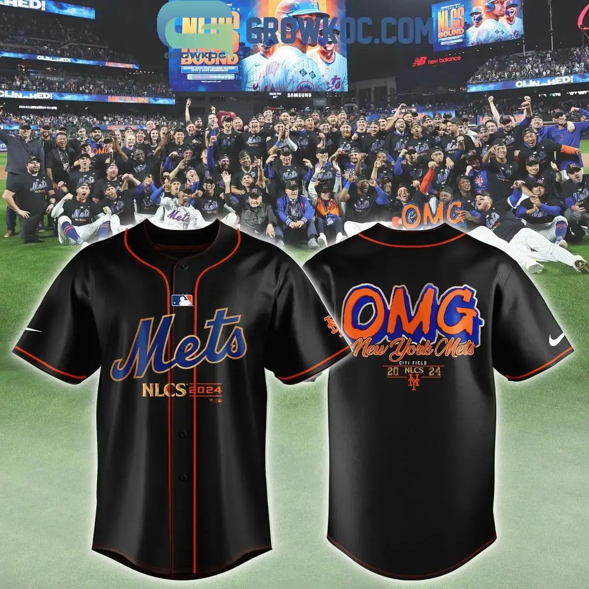 New York Mets 2024 NLCS Champions OMG Baseball Jersey Image
