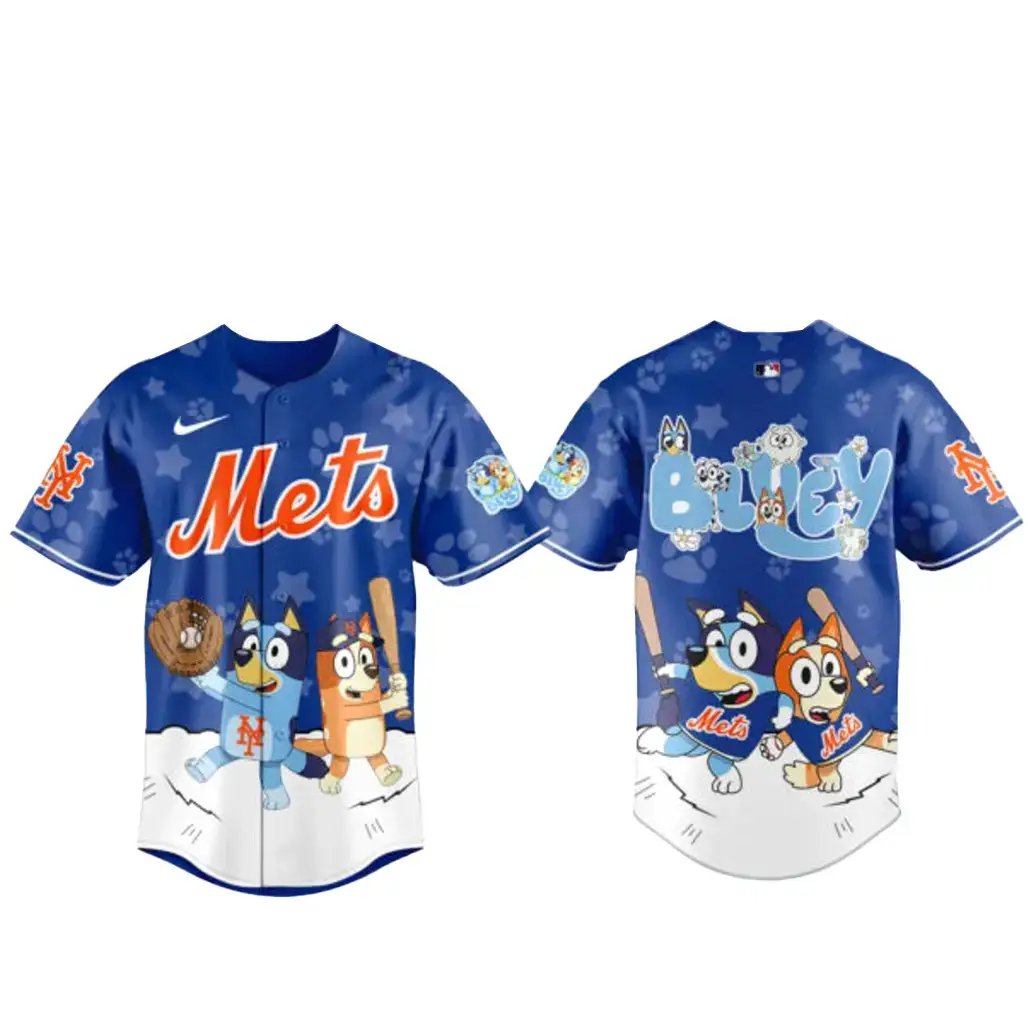 New York Mets Bluey Night Game Baseball Jersey Image