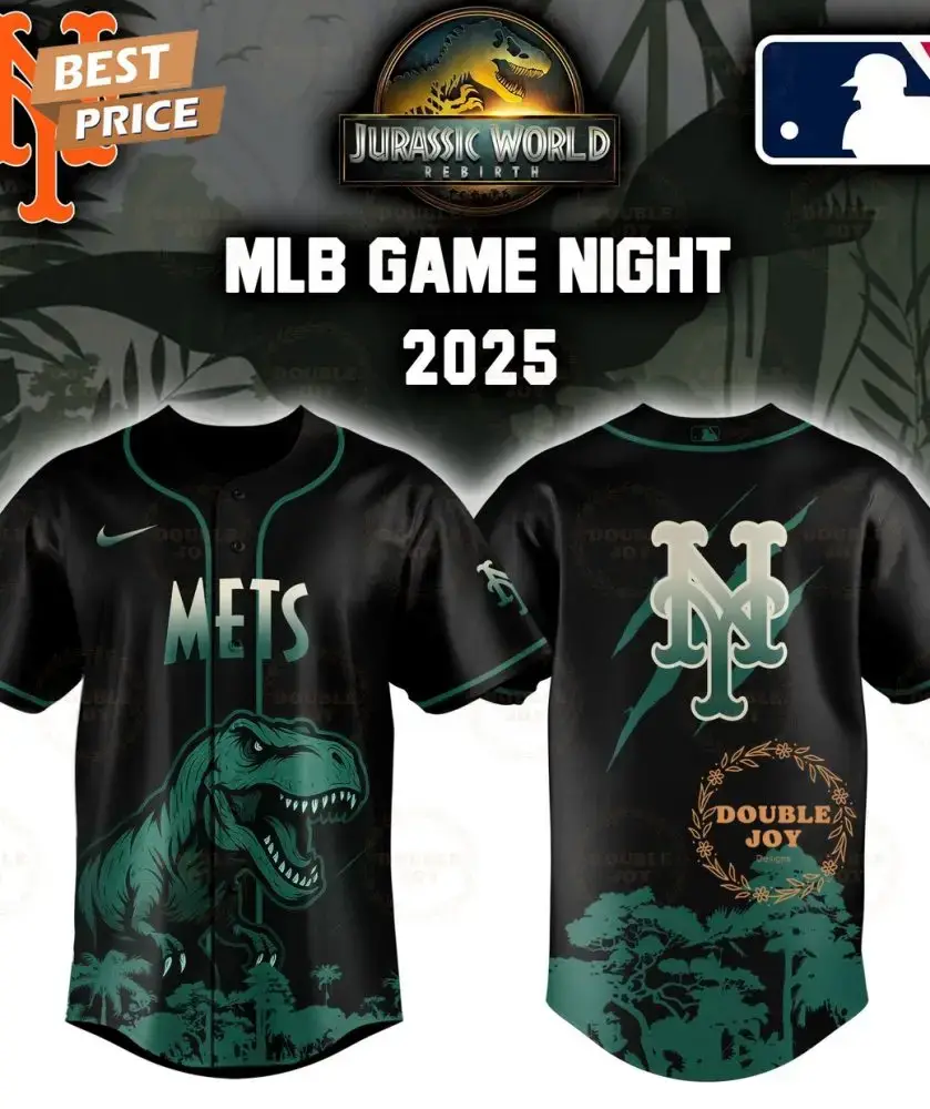 New York Mets Jurassic World Rebirth Game Night 2025 Special Edition Baseball Jersey Image