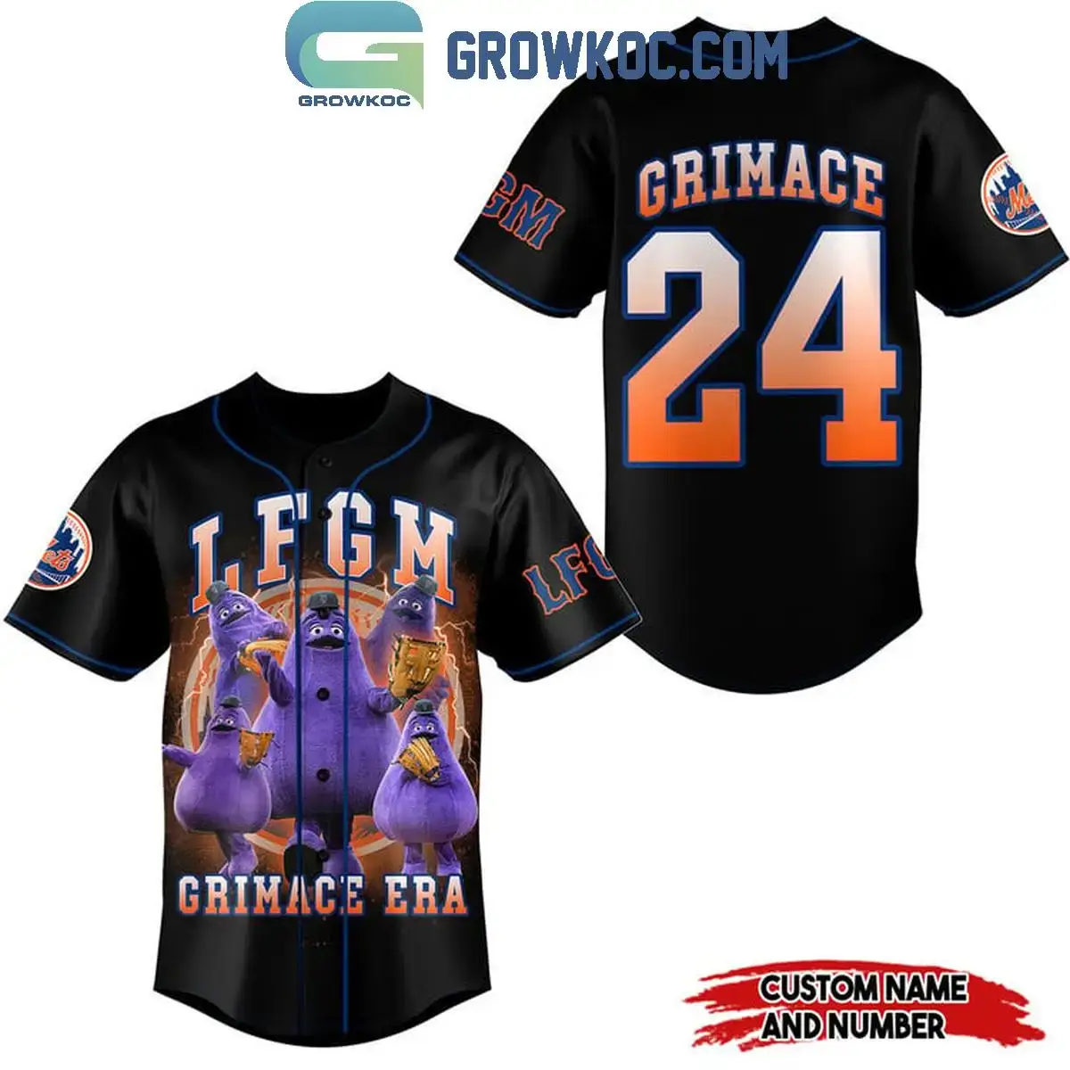 New York Mets LFGM Grimace Era Personalized Baseball Jersey Image