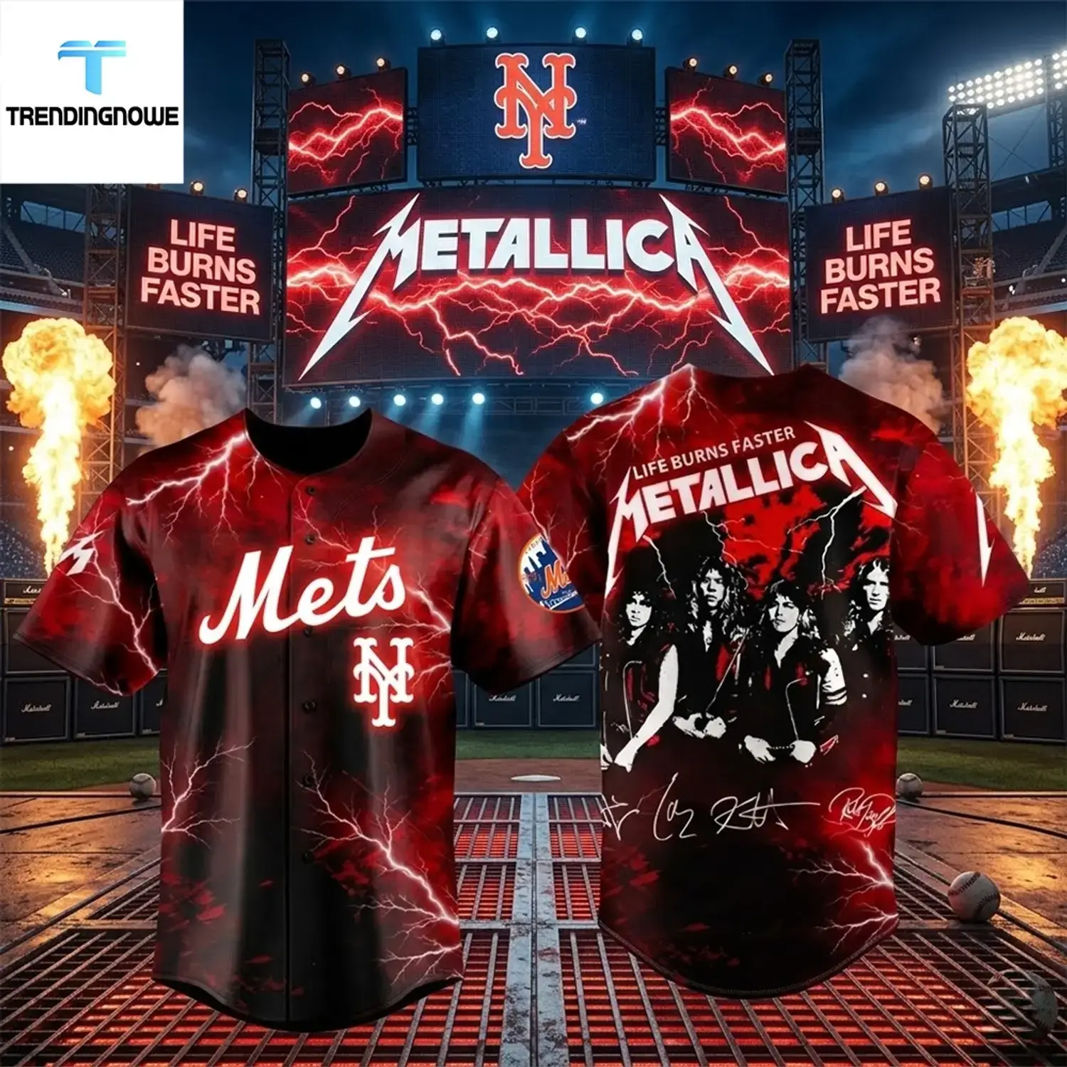 New York Mets Metallica Night Limited Baseball Jersey Image