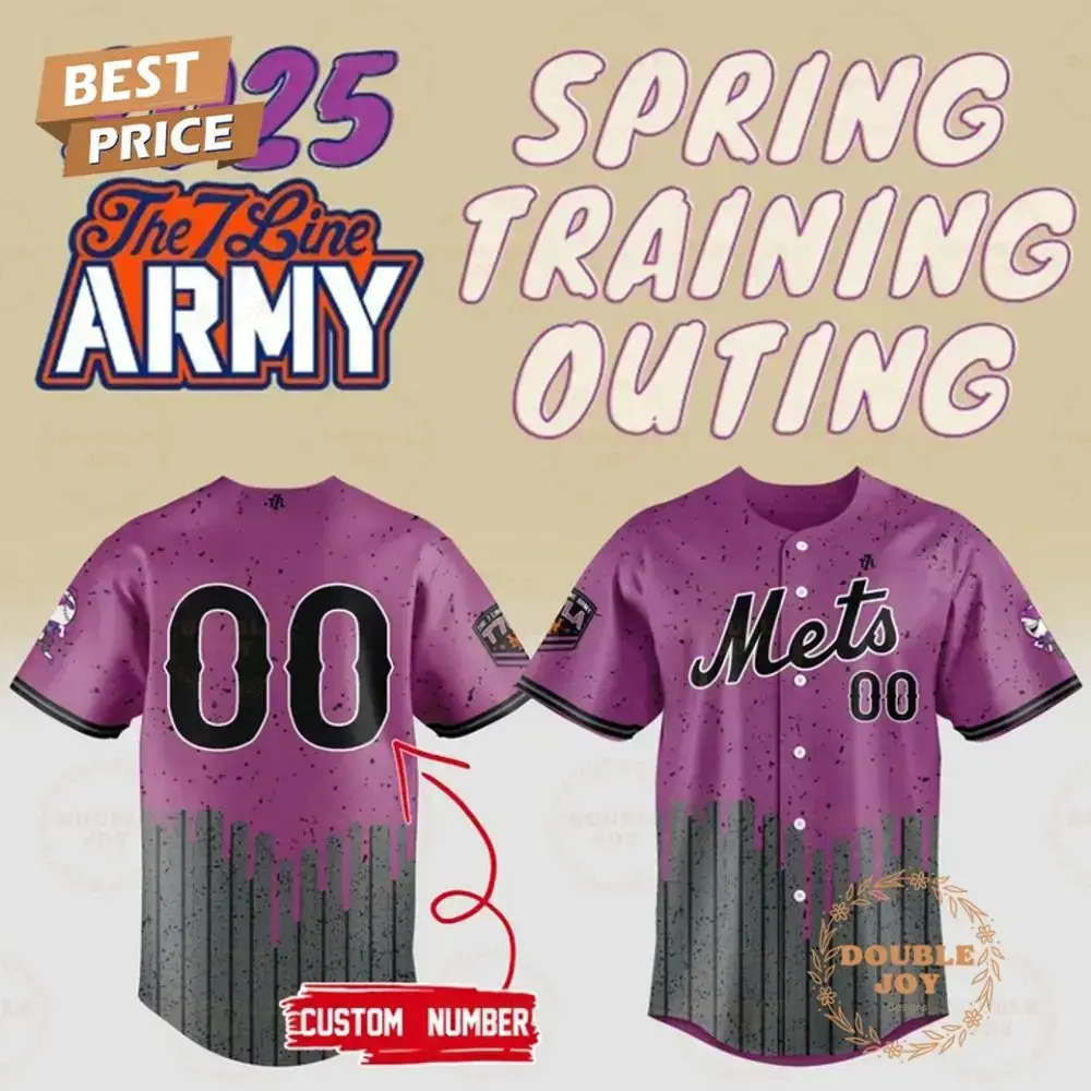 New York Mets Mlb 2025 The 7 Line Army, Spring Training Outing Custom Name Baseball Jersey Image