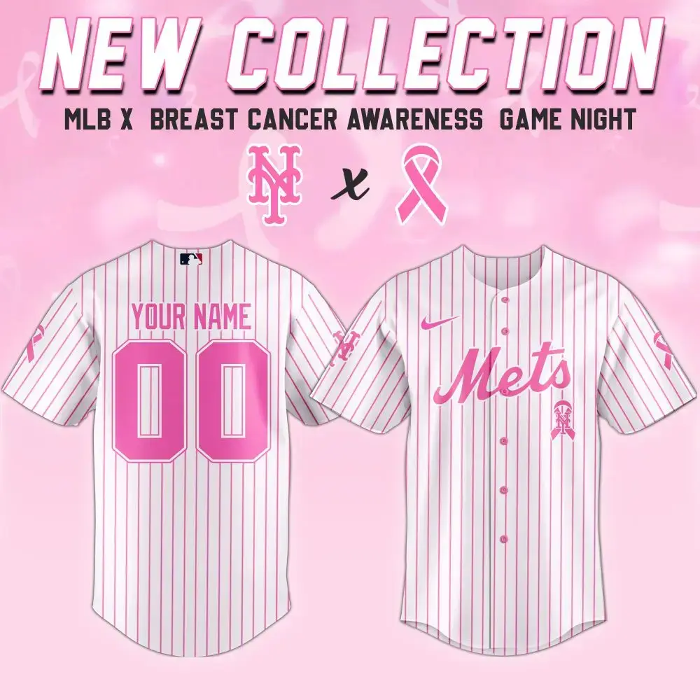 New York Mets Mlb X Breast Cancer Awareness Month United In Pink Custom Baseball Jersey Image