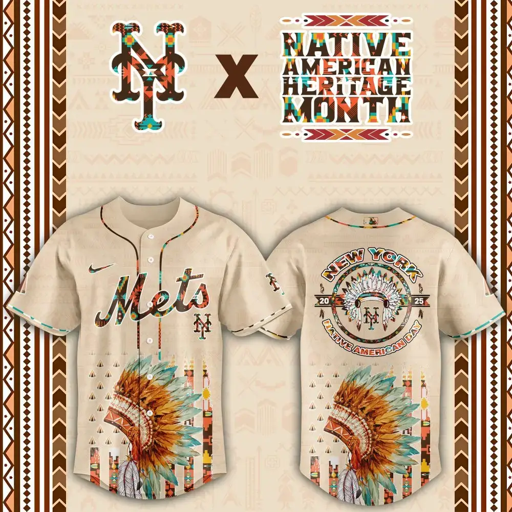 New York Mets Native American Heritage Month Custom Baseball Jersey Image