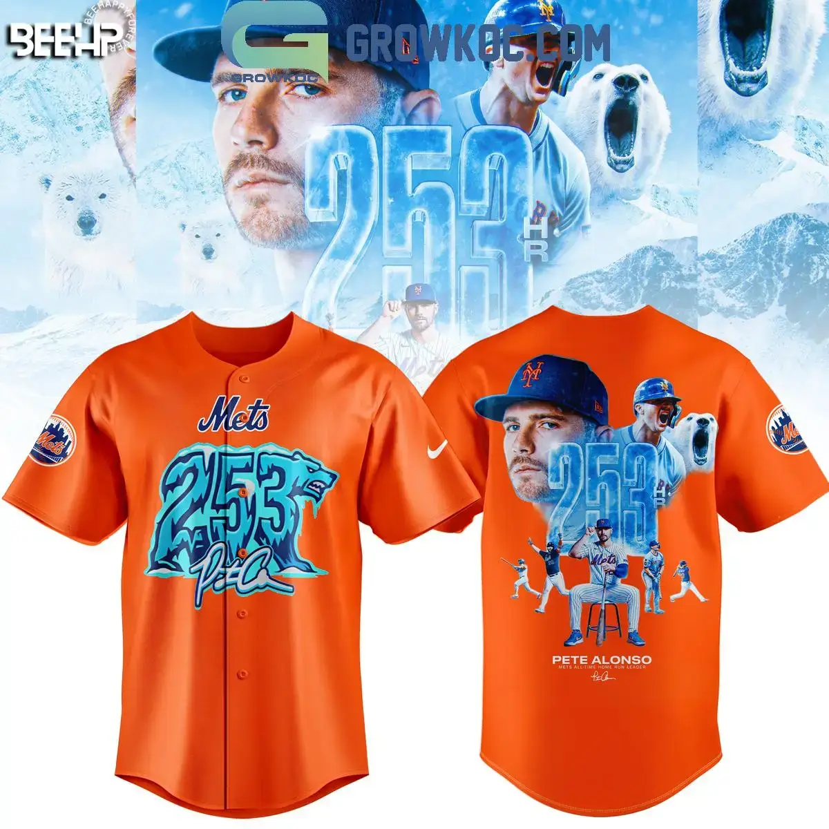 New York Mets Pete Alonso Hits Home Run 253 Baseball Jersey Image