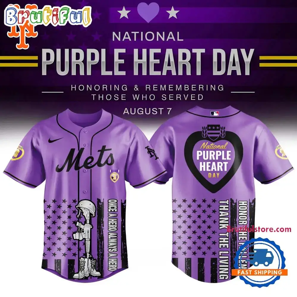 New York Mets Purple Heart Day Baseball Jersey Image