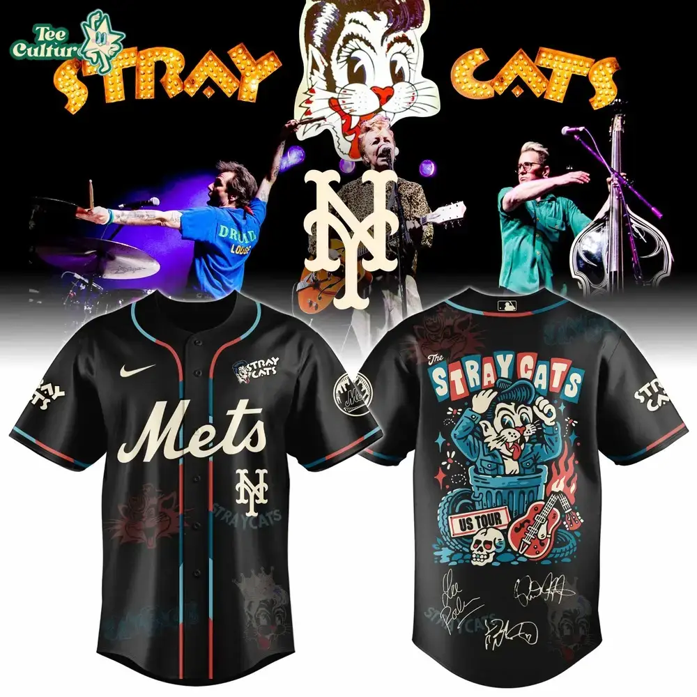 New York Mets Stray Cats 2026 US Tour Inspired Baseball Jersey Image