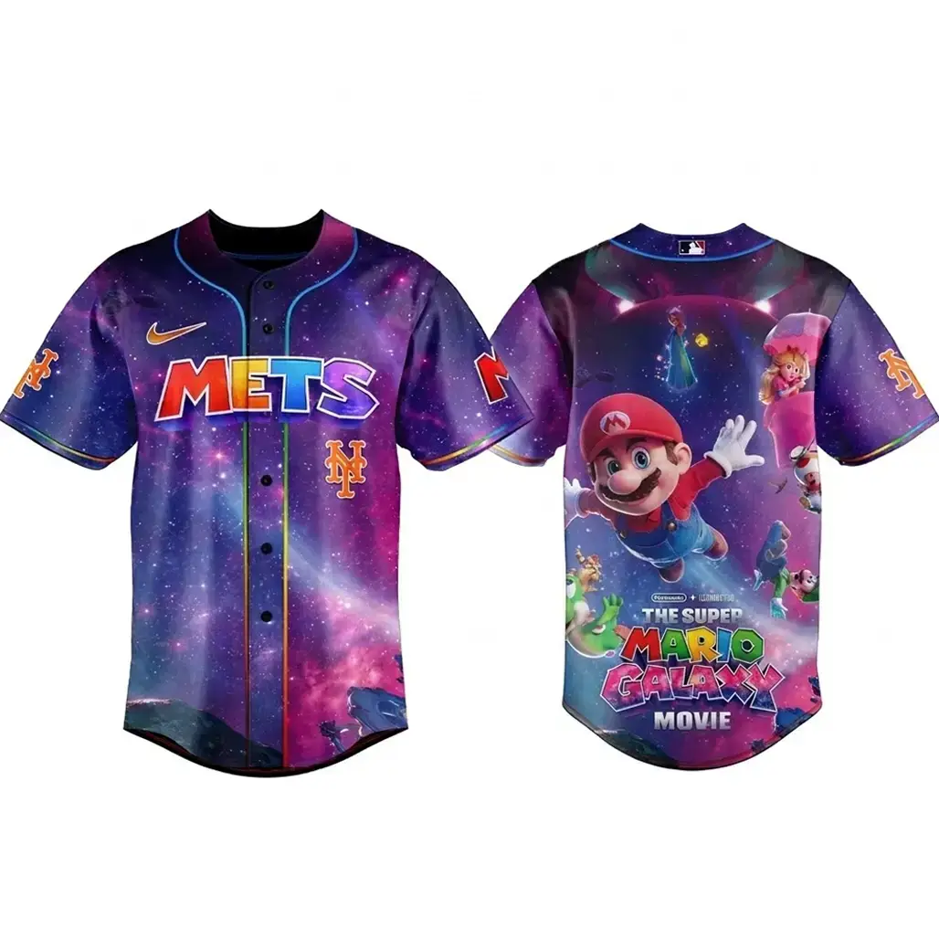 New York Mets Super Mario Galaxy Movie 2026 Baseball Jersey Image