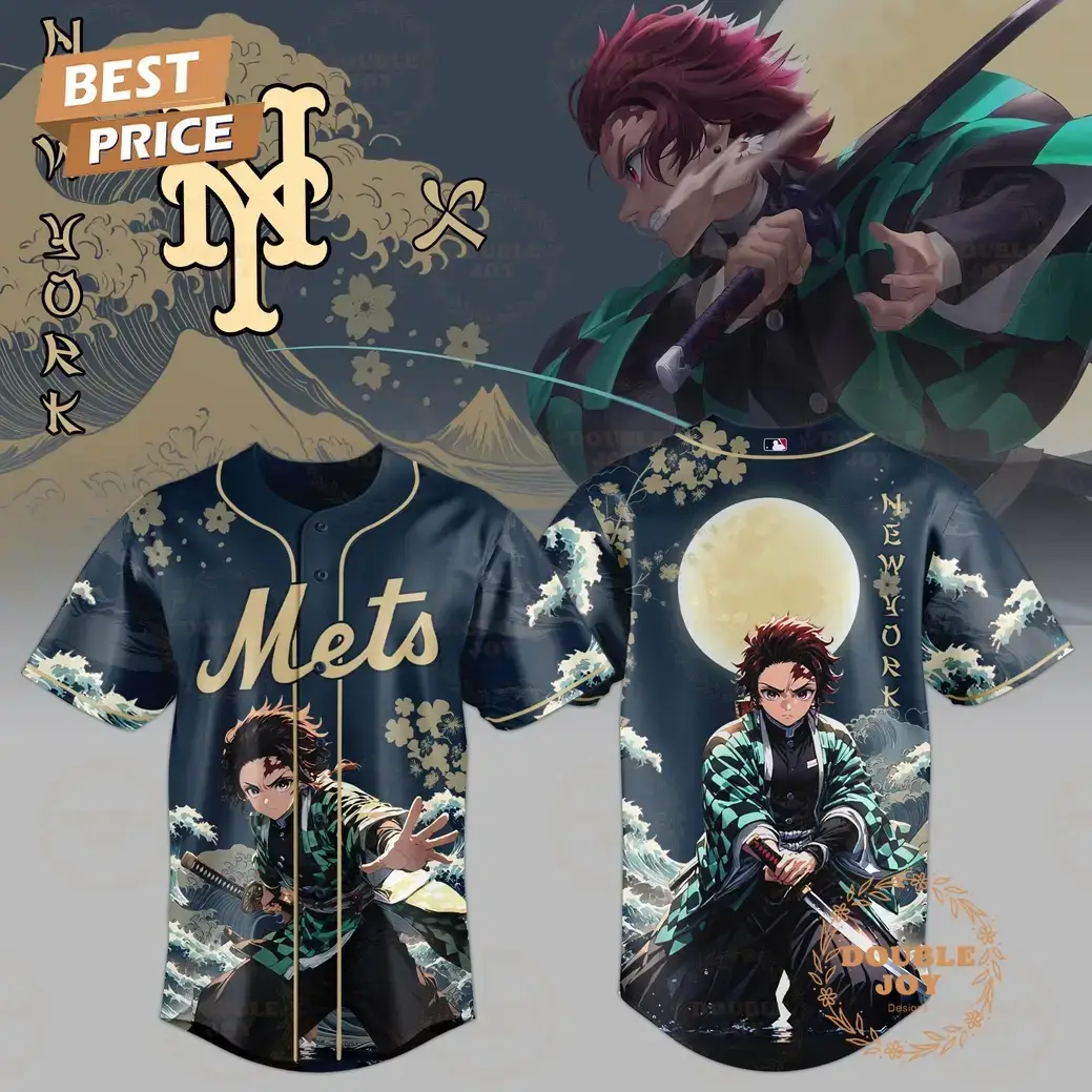 New York Mets Tanjiro Kamado x Demon Slayer: Kimetsu No Yaiba 2025 Limited Edition Baseball Jersey Image
