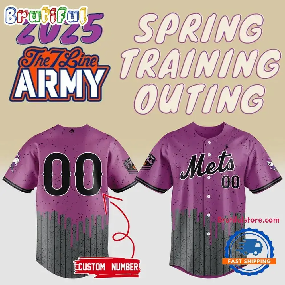 New York Mets The 7 Line Army Spring Training Outing 2025 Baseball Jersey Image