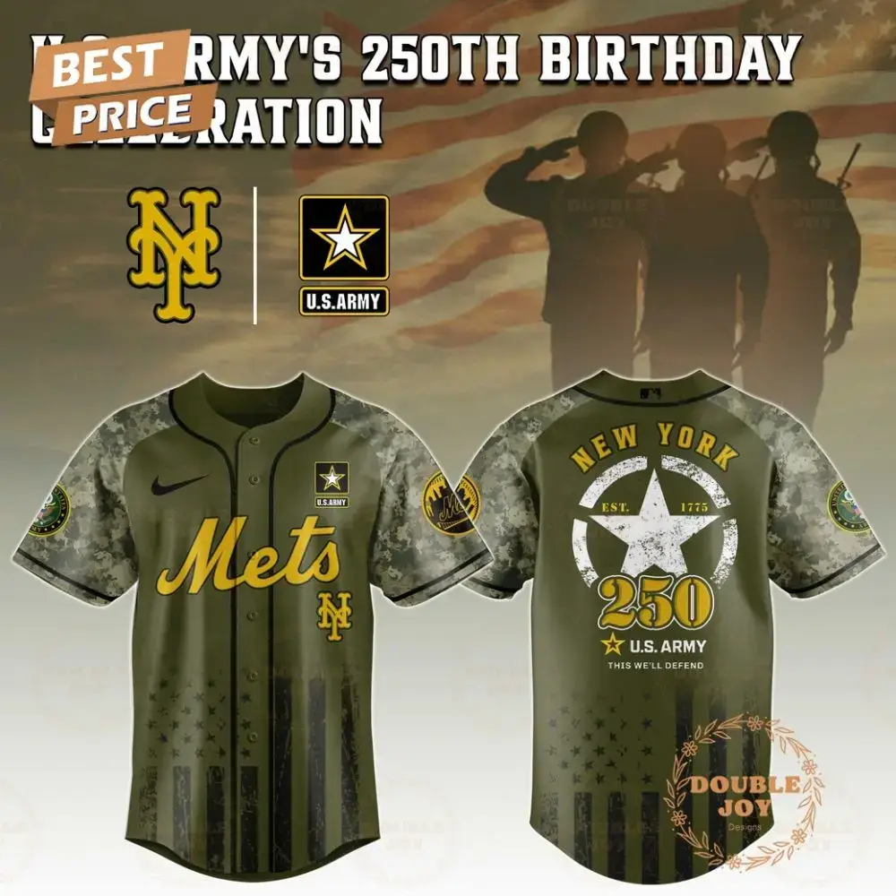 New York Mets U.S. Army'S 250Th Limited Edition Baseball Jersey Image