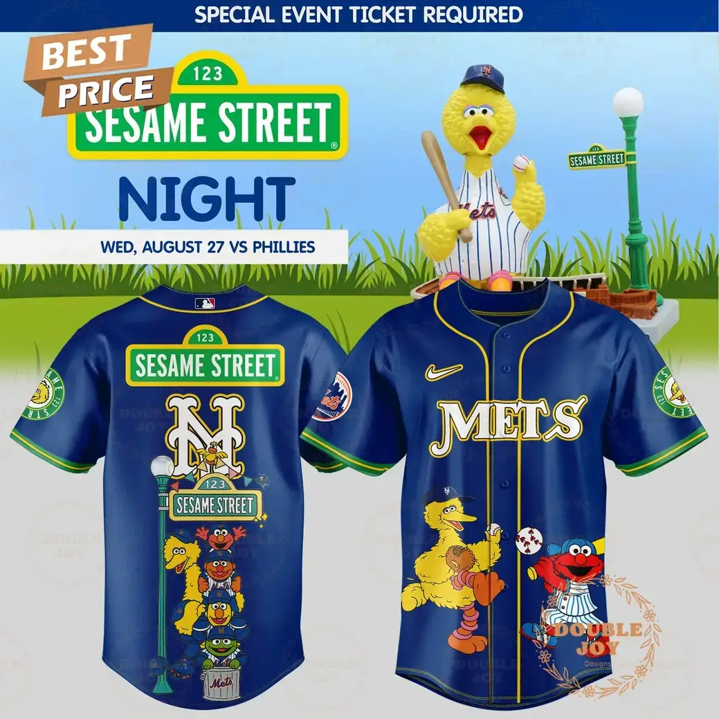 New York Mets x 123 Sesame Street Night Special Blue Edition Baseball Jersey Image