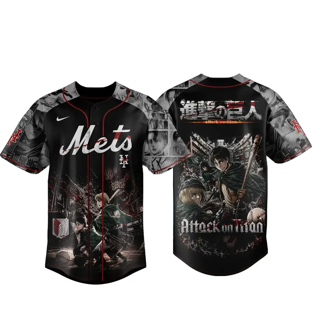 New York Mets x Attack on Titan 2026 Baseball Jersey Image