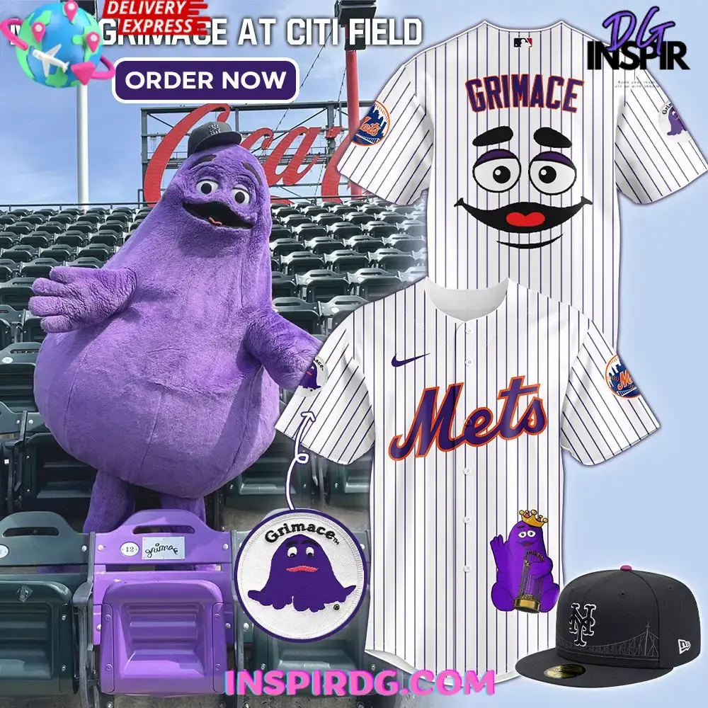 New York Mets X Meet Grimace Stripe Baseball Jersey Image