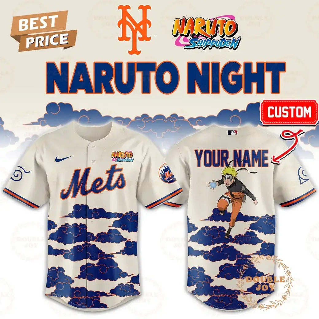 New York Mets x Naruto 2026 Custom Name Baseball Jersey Image
