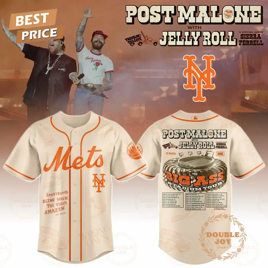New York Mets x Post Malone With Jelly Roll Big Ass Limited Edition Baseball Jersey Image