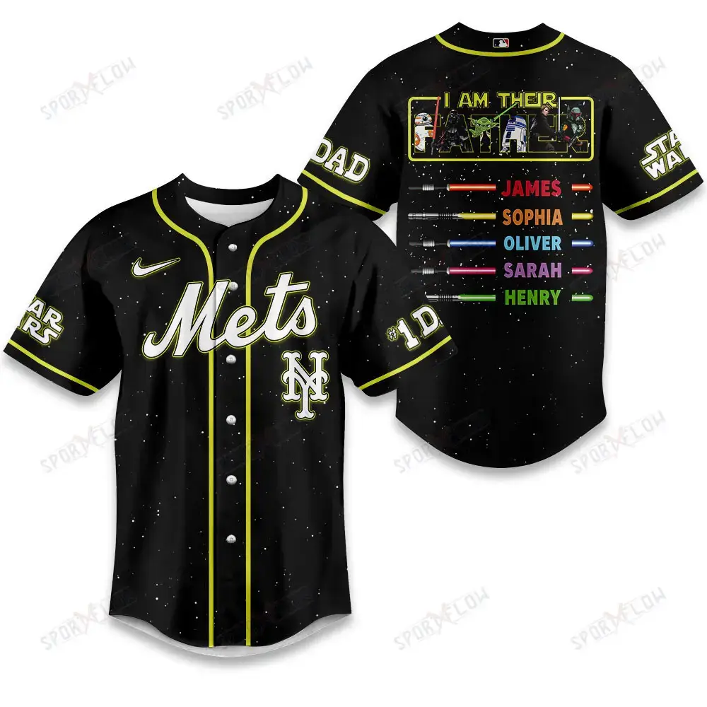 New York Mets X Star Wars I Am Their Father Custom Name Baseball Jersey Image