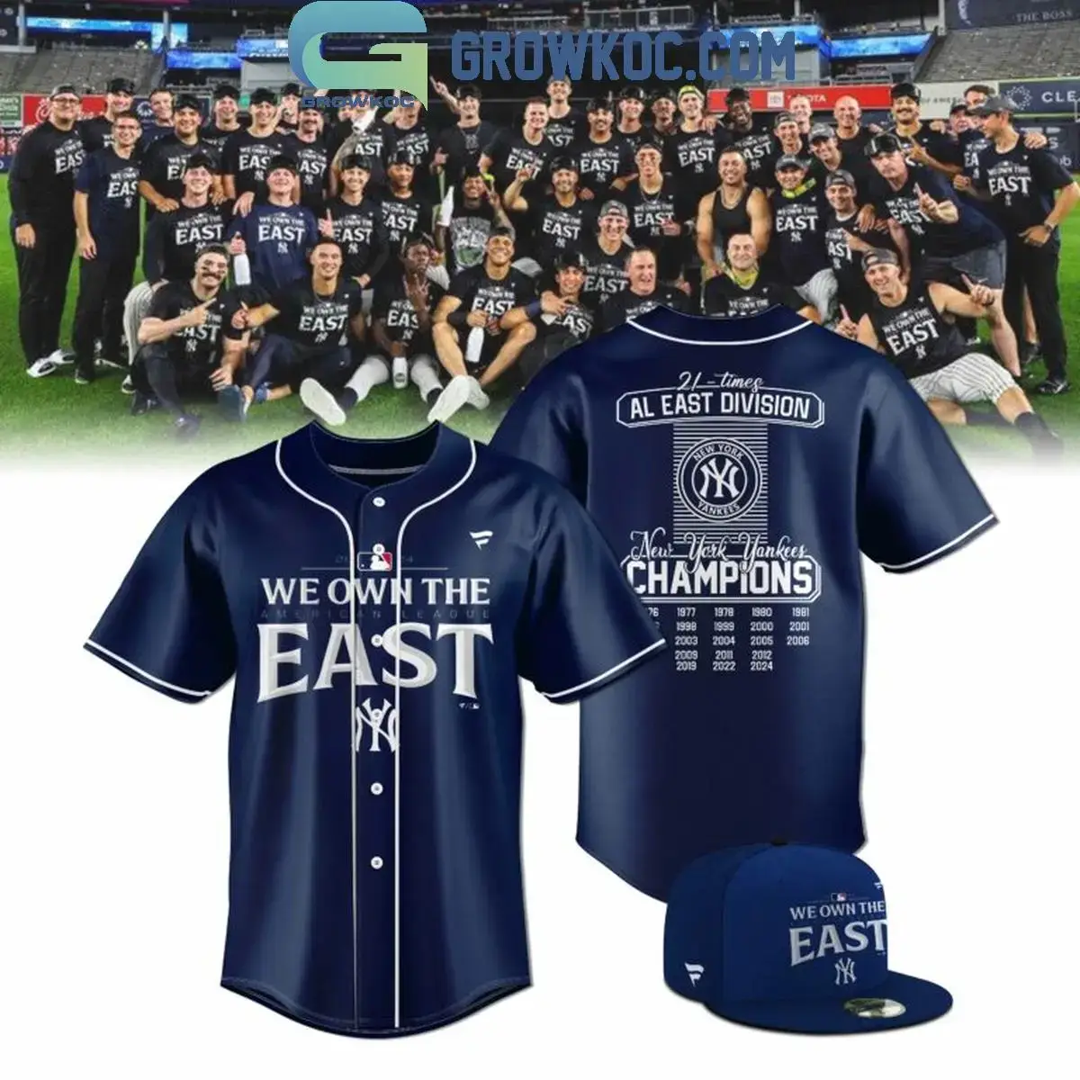 New York Yankees 2024 AL East Division Champions Locker Room Baseball Jersey Image
