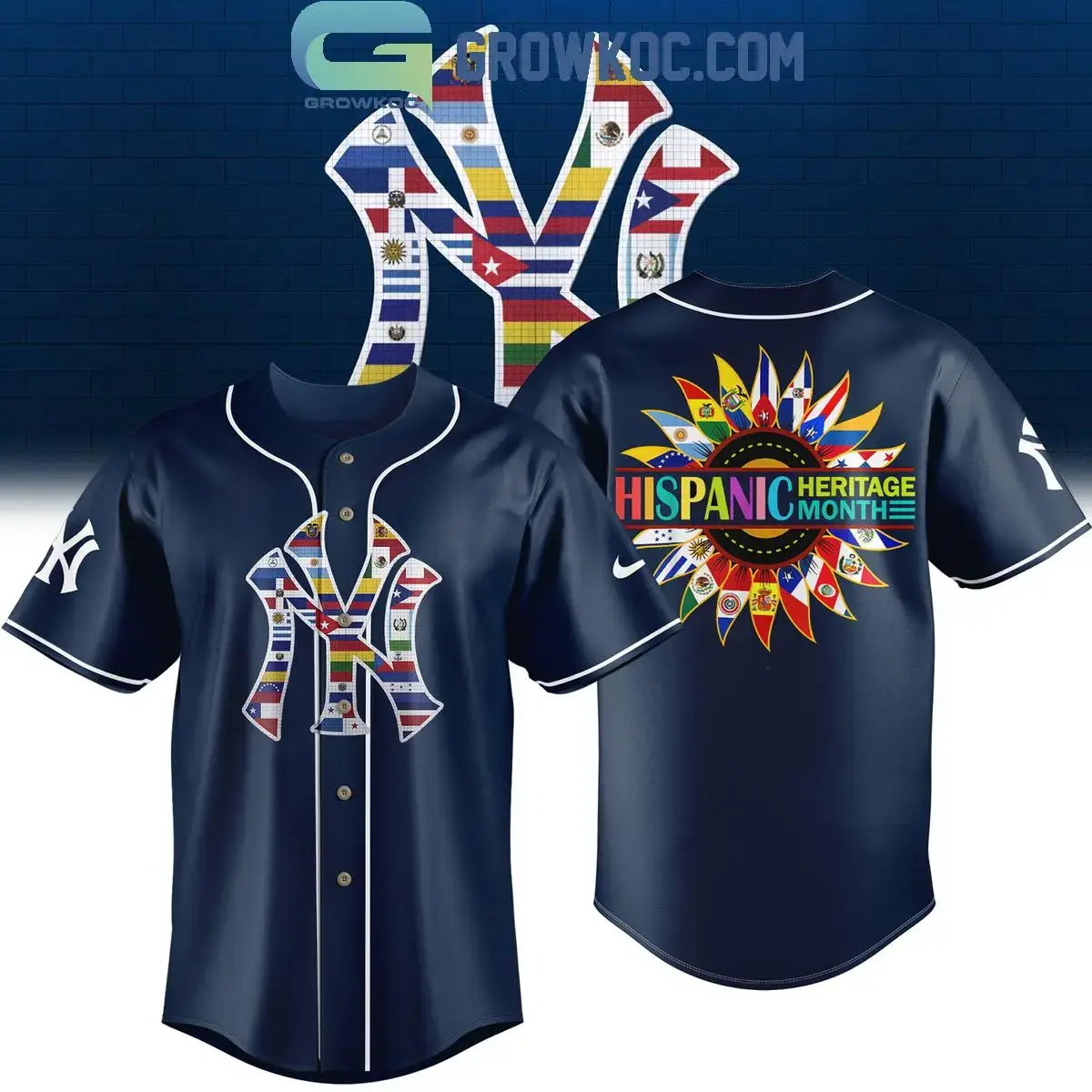 New York Yankees 2024 Happy Hispanic Heritage Month Baseball Jersey Image