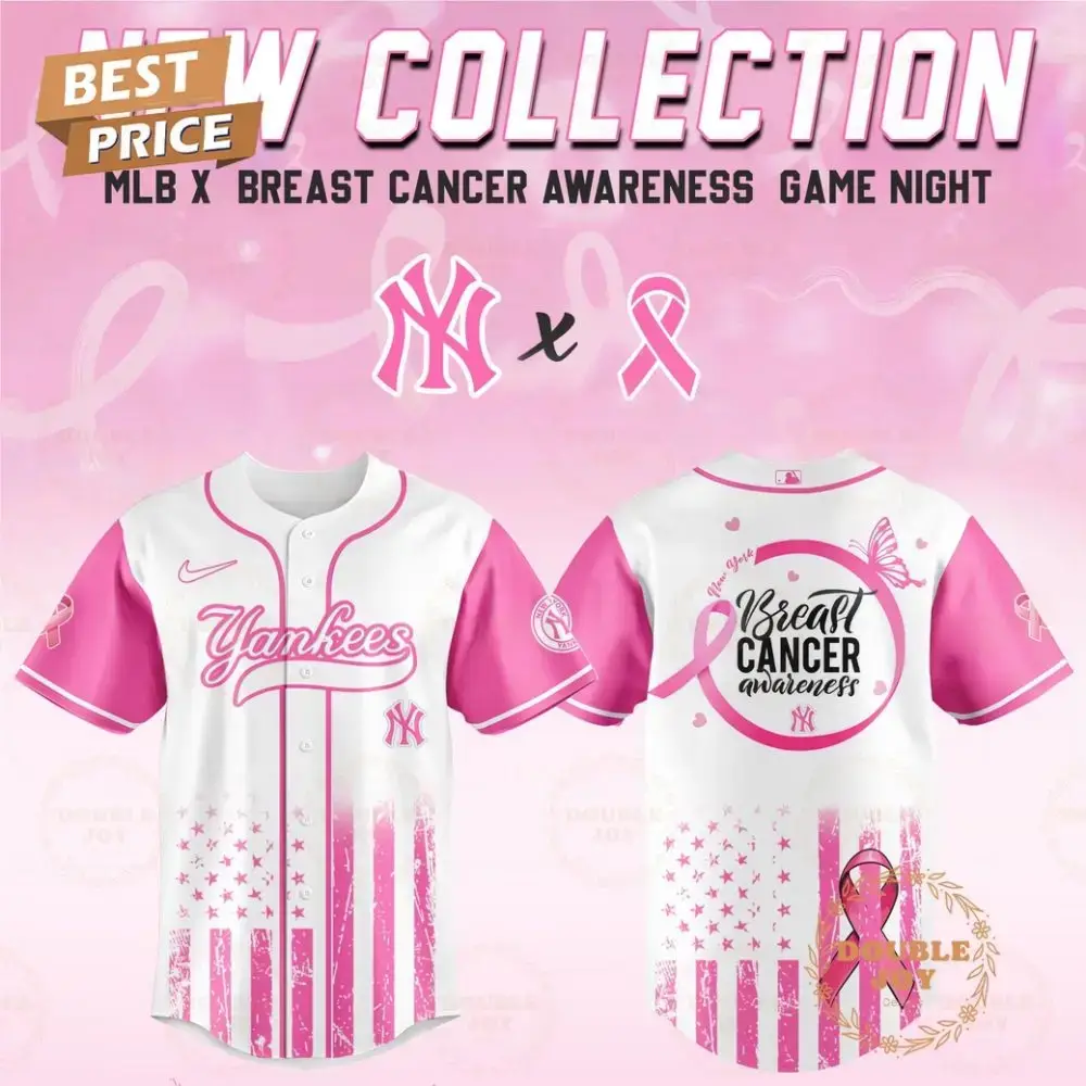 New York Yankees 2025 Breast Cancer Awareness Game Night Special Edition Baseball Jersey Image