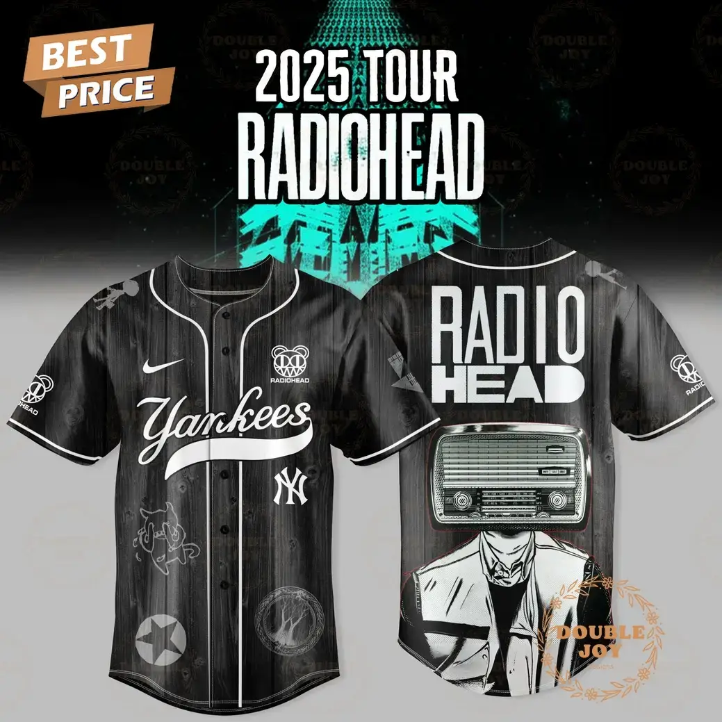 New York Yankees 2025 Tour Radiohead Baseball Jersey Image