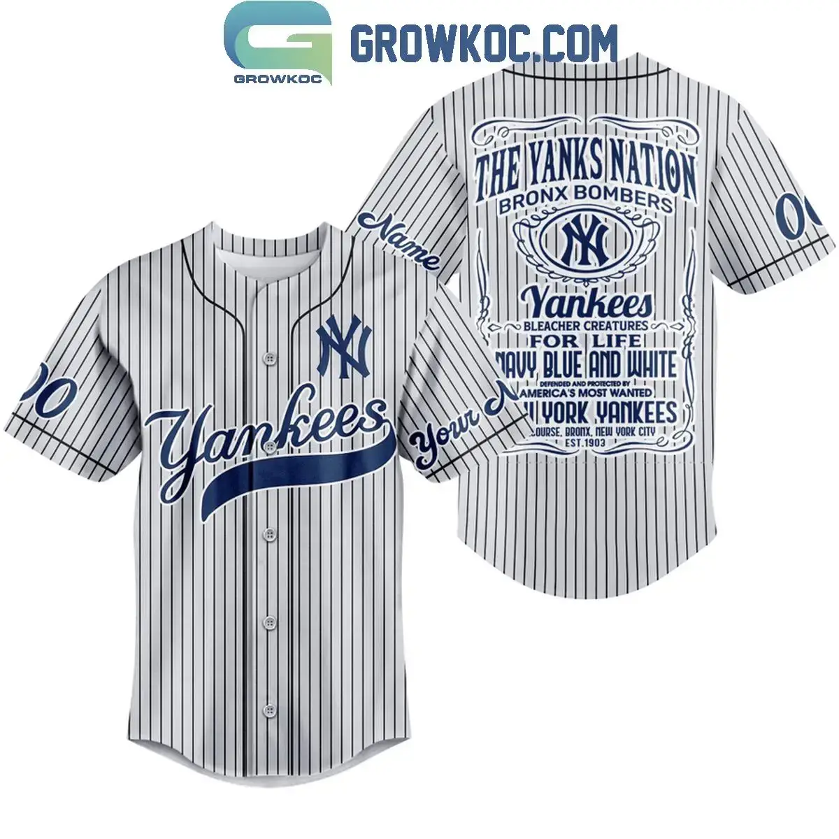 New York Yankees Bronx Bombers For Life Personalized Baseball Jersey Image
