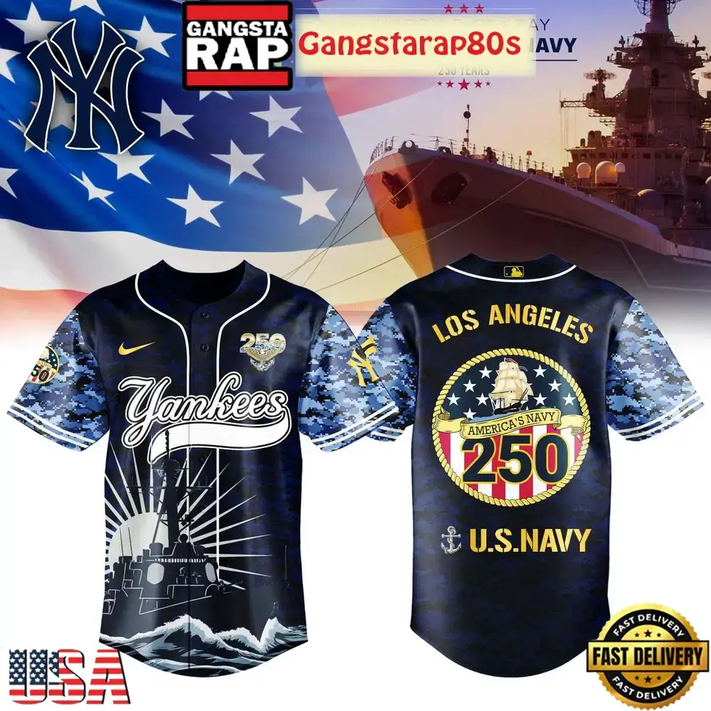 New York Yankees Celebration Happy Birthday US Navy 250 Years 2025 Special Baseball Jersey Image