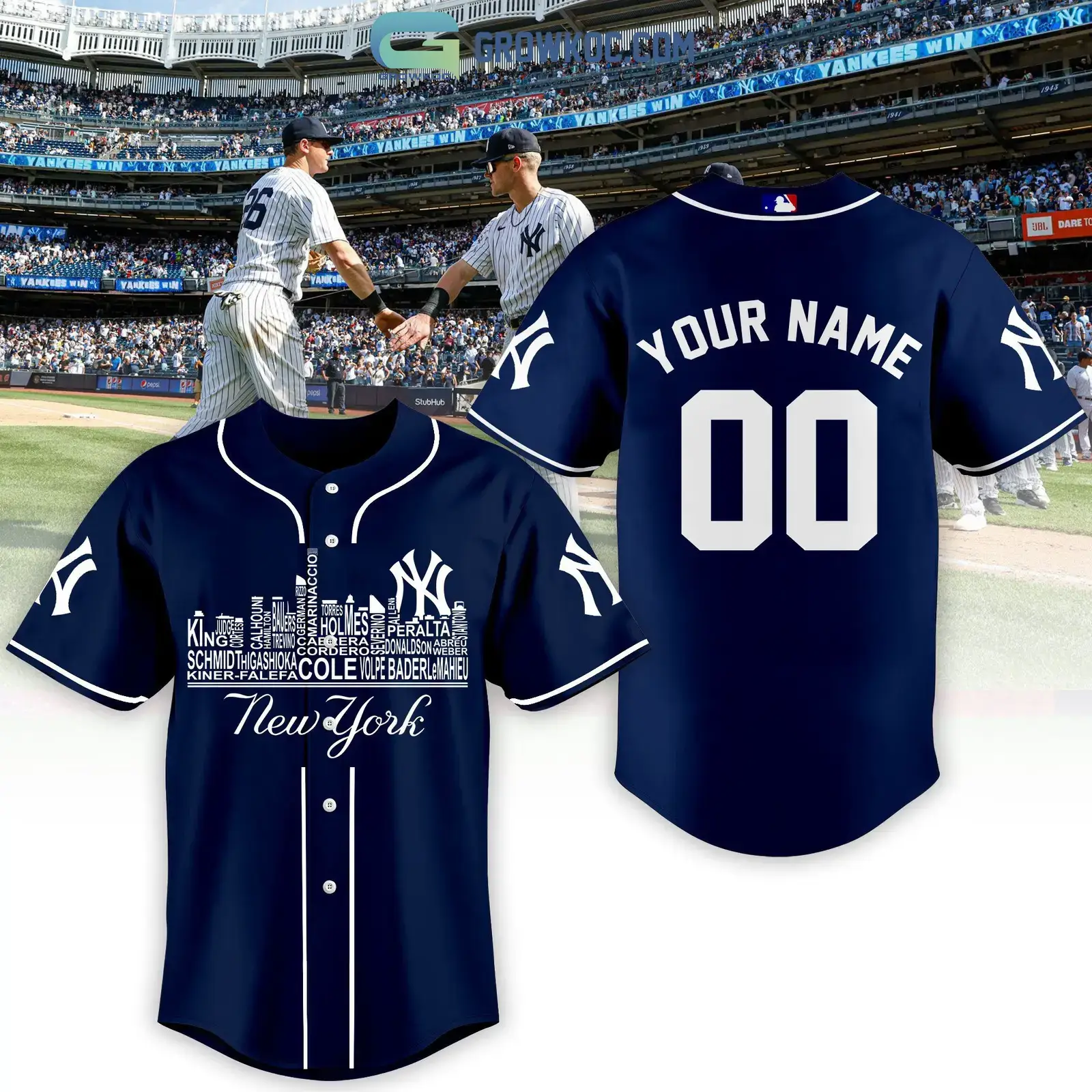 New York Yankees City Champions Best Team Navy Design Personalized Baseball Jersey Image