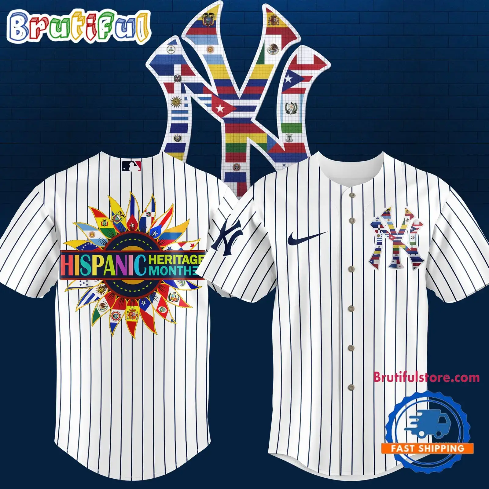 New York Yankees Happy Hispanic Heritage Month 2024 Baseball Jersey Image