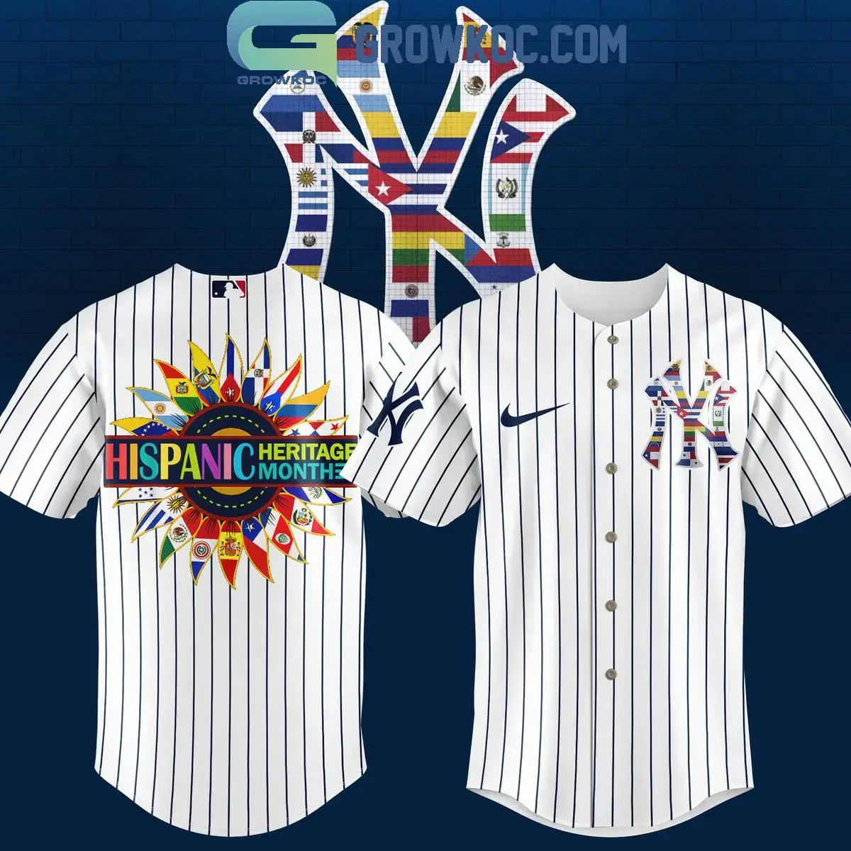 New York Yankees Happy Hispanic Heritage Month Baseball Jersey Image