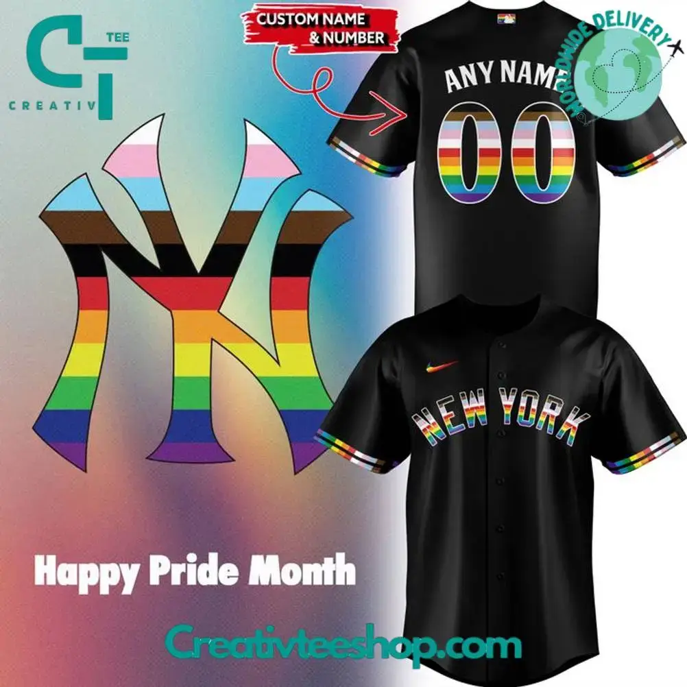 New York Yankees Happy Pride Month Personalized Baseball Jersey Image