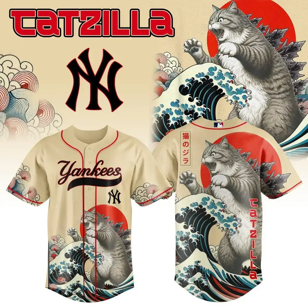 New York Yankees Mlb X Catzilla Style Japans Custom Baseball Jersey Image