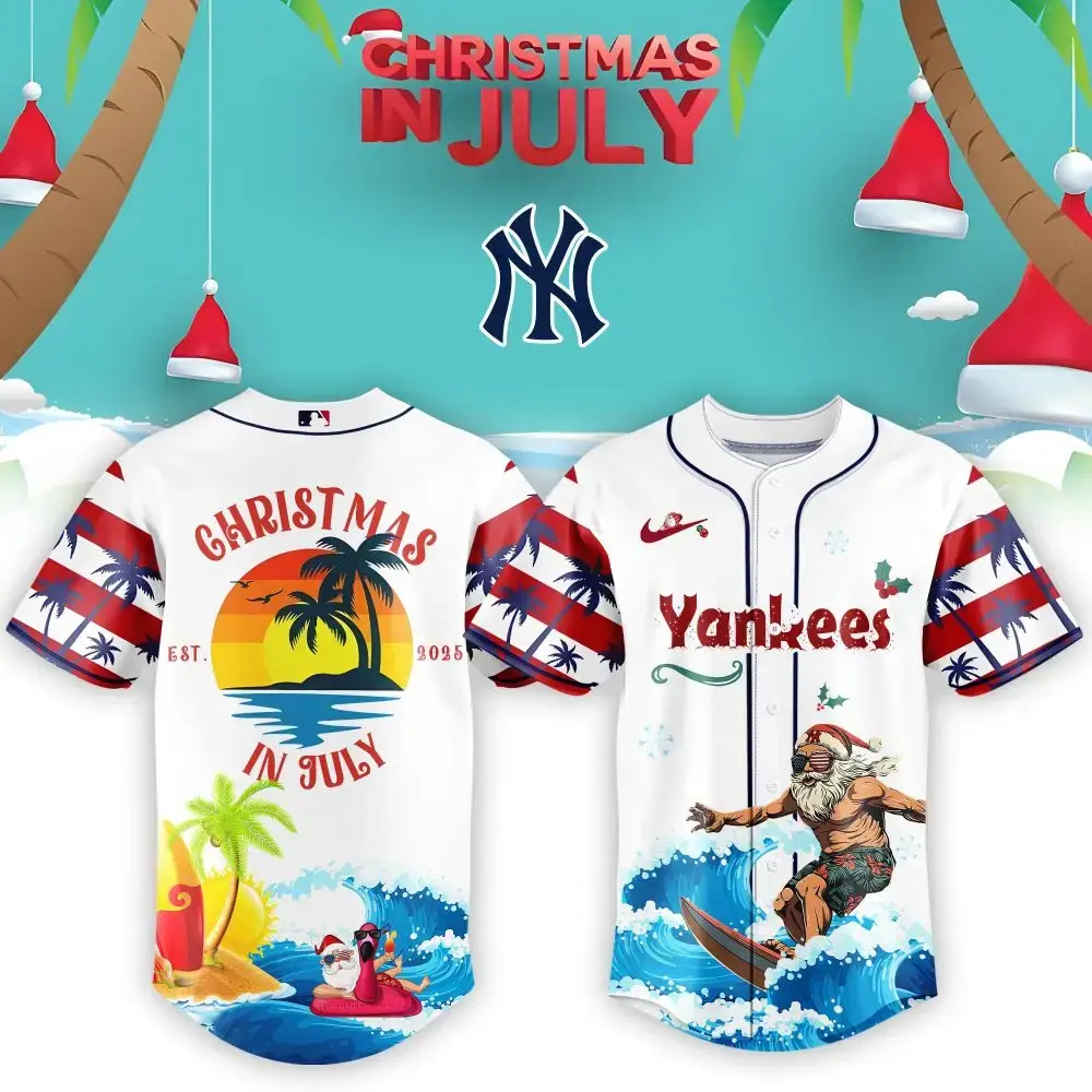 New York Yankees Mlb X Christmas July Santa Custom Baseball Jersey Image