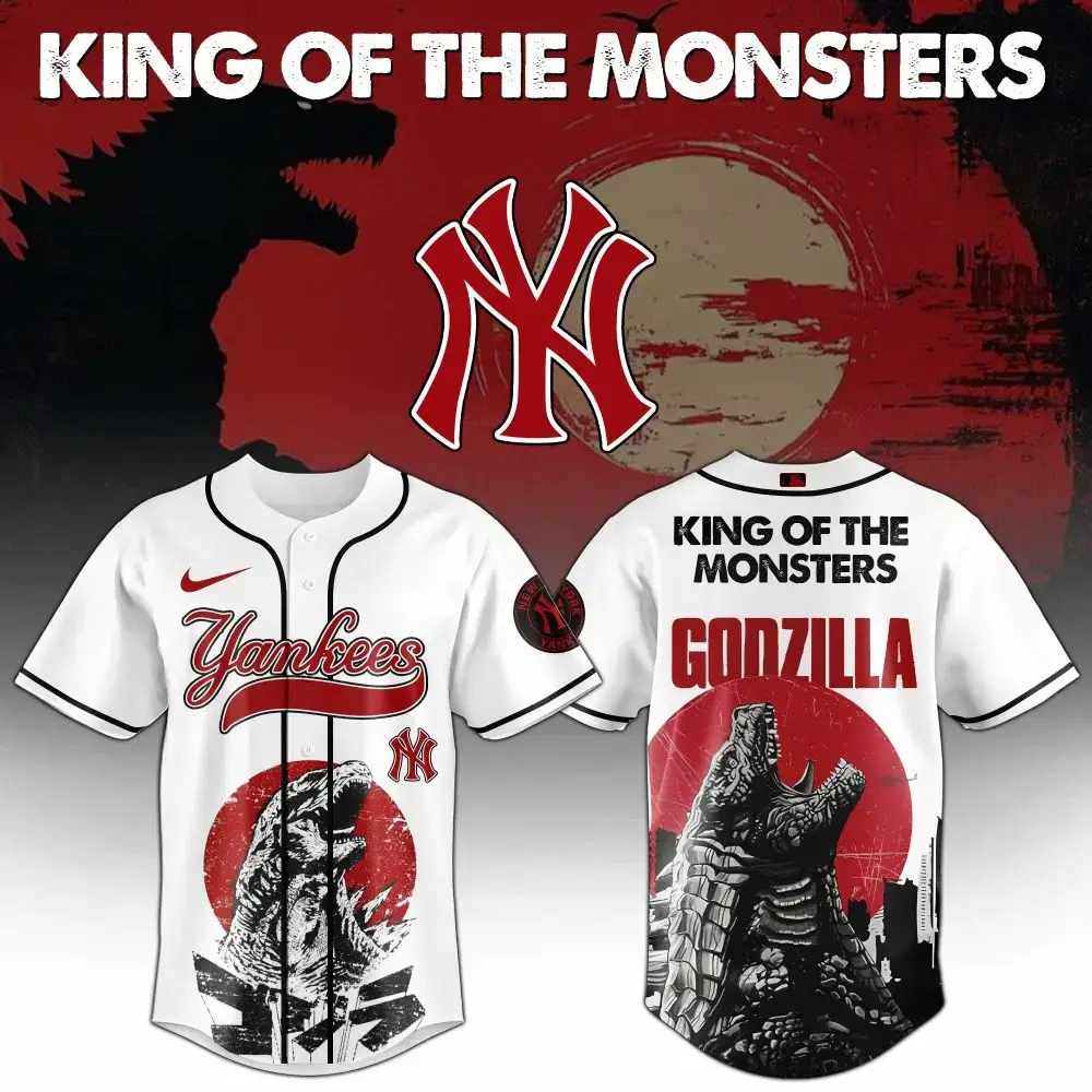 New York Yankees Mlb X Godzilla King Of The Monsters Custom Baseball Jersey Image