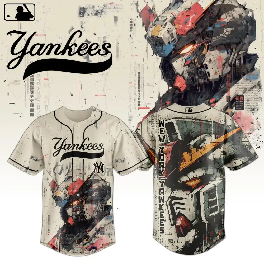 New York Yankees Mlb X Gundam Robot Japan Custom Baseball Jersey Image