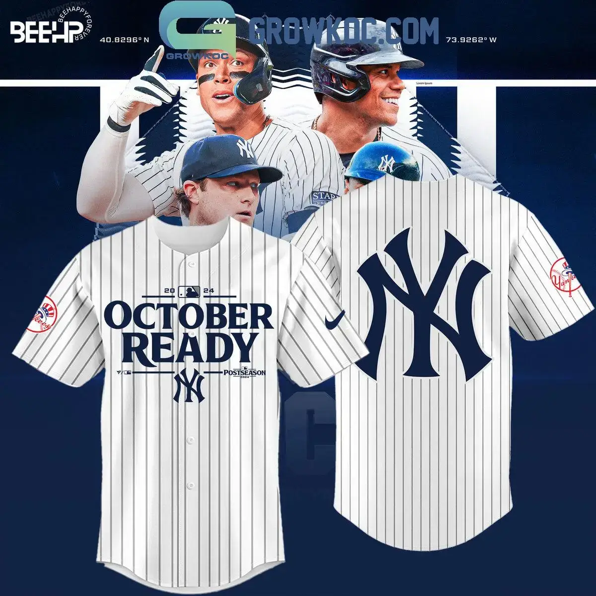 New York Yankees October Ready 2024 Stripe Version Baseball Jersey Image