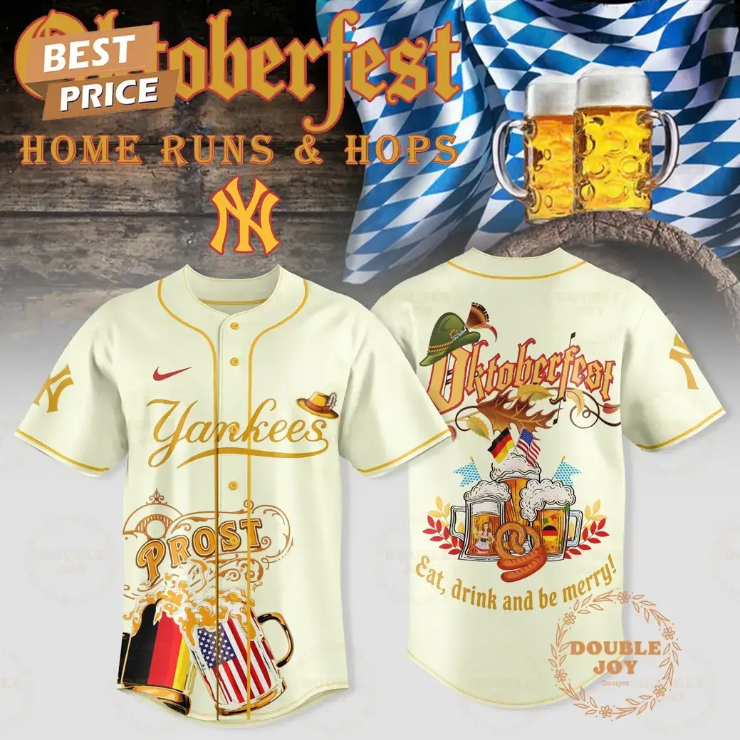 New York Yankees -Oktoberfest Home Runs And Hops White Edition Baseball Jersey Image
