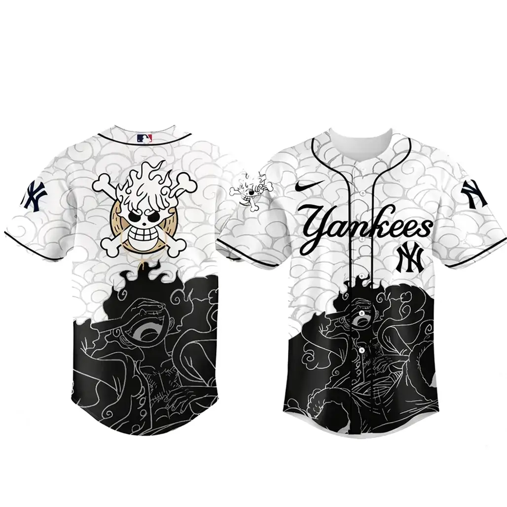 New York Yankees One Piece Gear 5 Luffy Sun God Nika Baseball Jersey 2026 Image