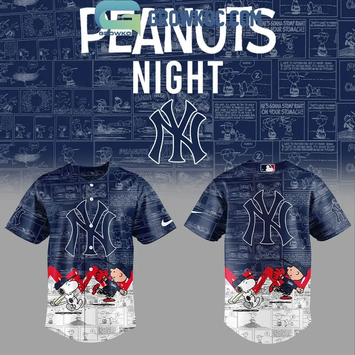 New York Yankees Peanuts 75th Anniversary Baseball Jersey Image