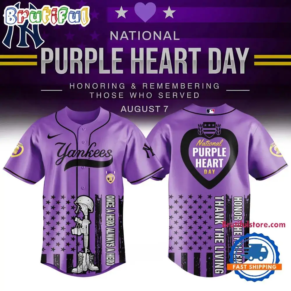 New York Yankees Purple Heart Day Baseball Jersey Image