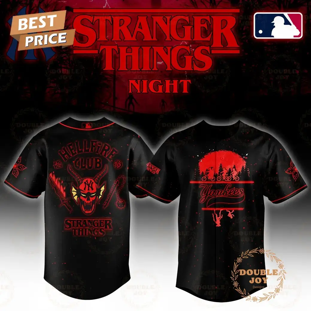 New York Yankees Stranger Things Night Hell Fire Club Limited Edition Baseball Jersey Image
