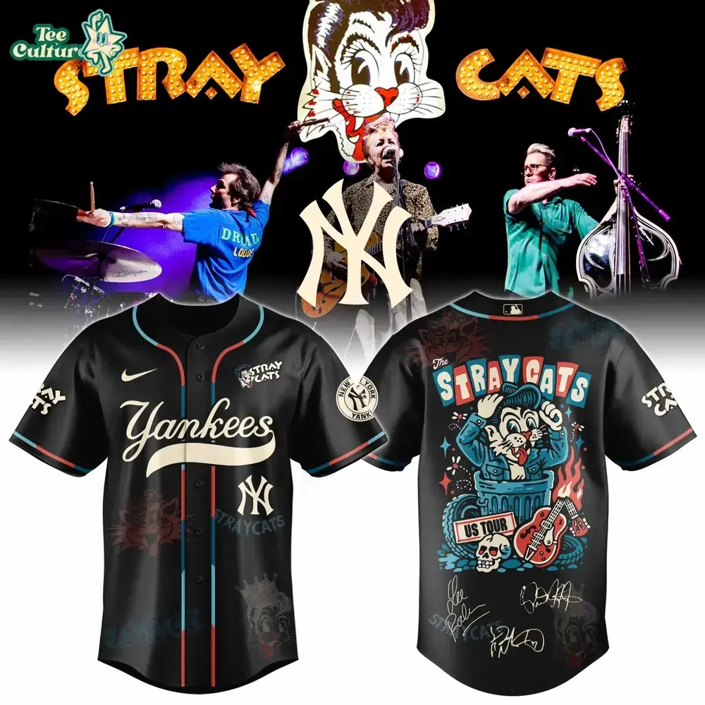 New York Yankees Stray Cats 2026 US Tour Inspired Baseball Jersey Image