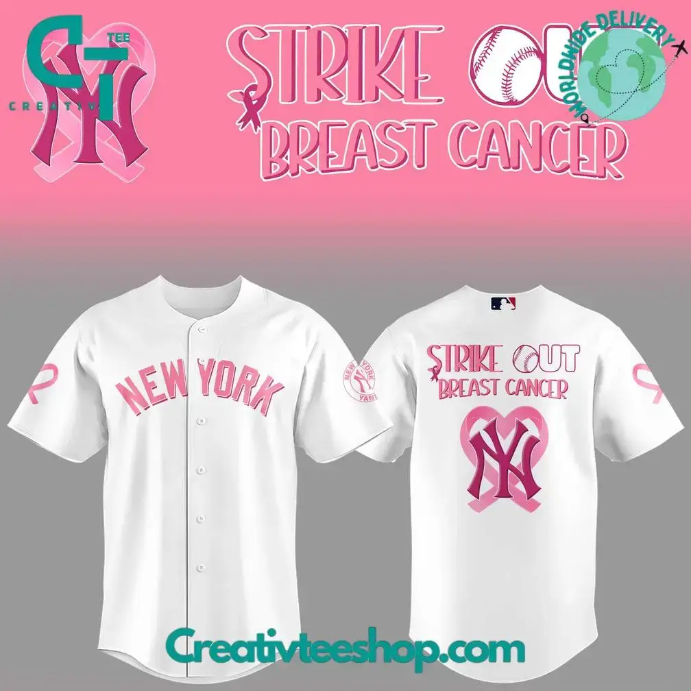 New York Yankees Strike Out Cancer Special Baseball Jersey Image