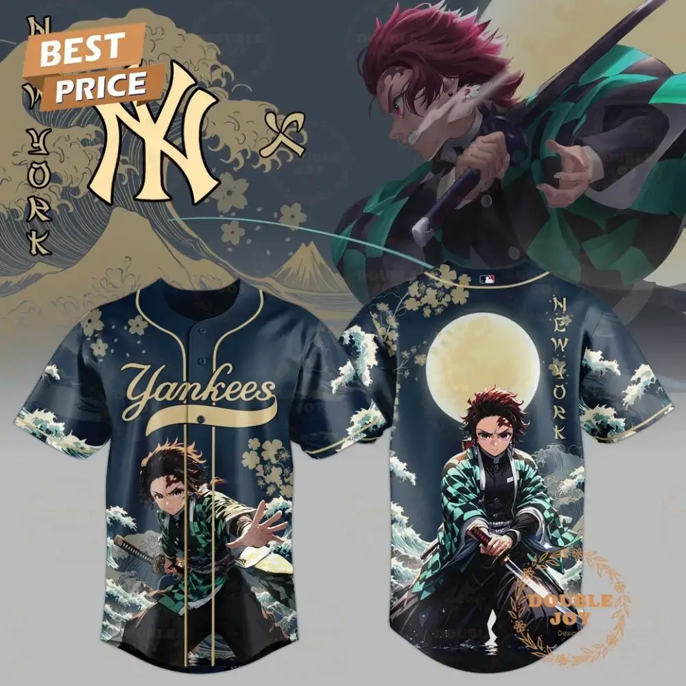 New York Yankees Tanjiro Kamado X Demon Slayer: Kimetsu No Yaiba 2025 Limited Edition Baseball Jersey Image