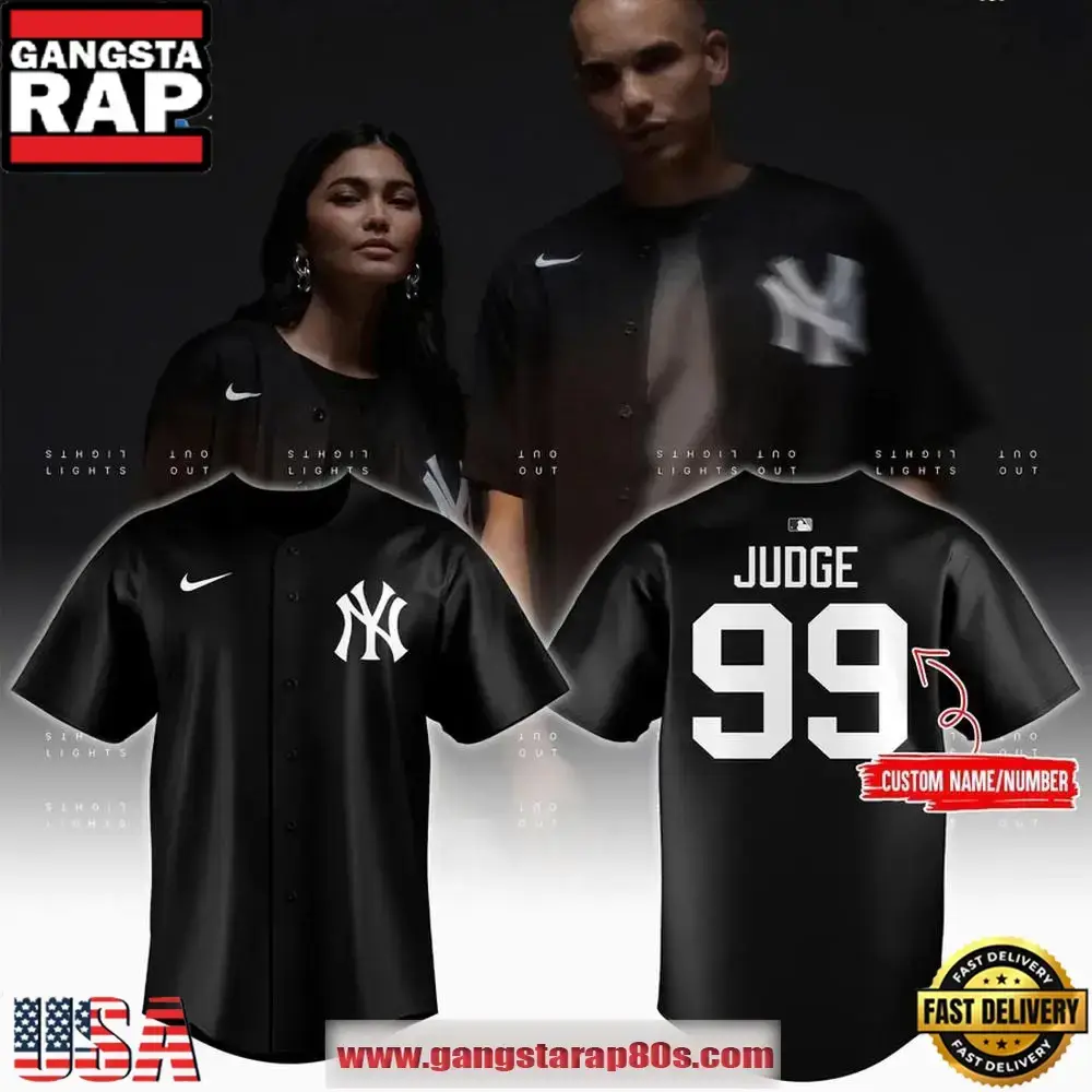 New York Yankees x Aaron Judge Black Lights Out Replica Baseball Jersey Shirt Image