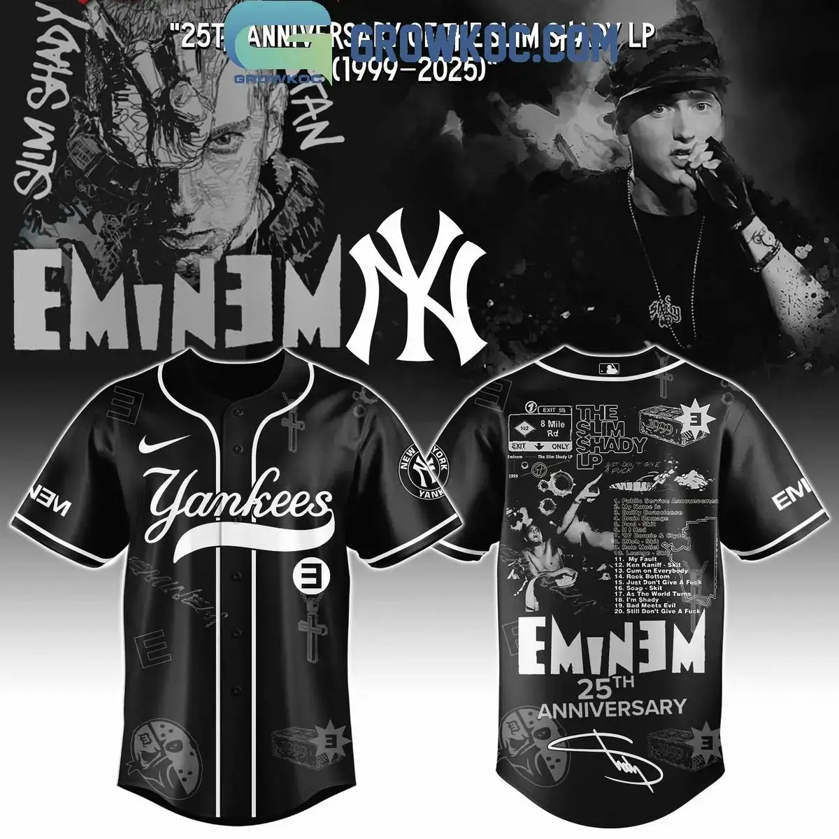 New York Yankees x Eminem 25th Anniversary Of The Slim Shady LP 2025 Jersey Image