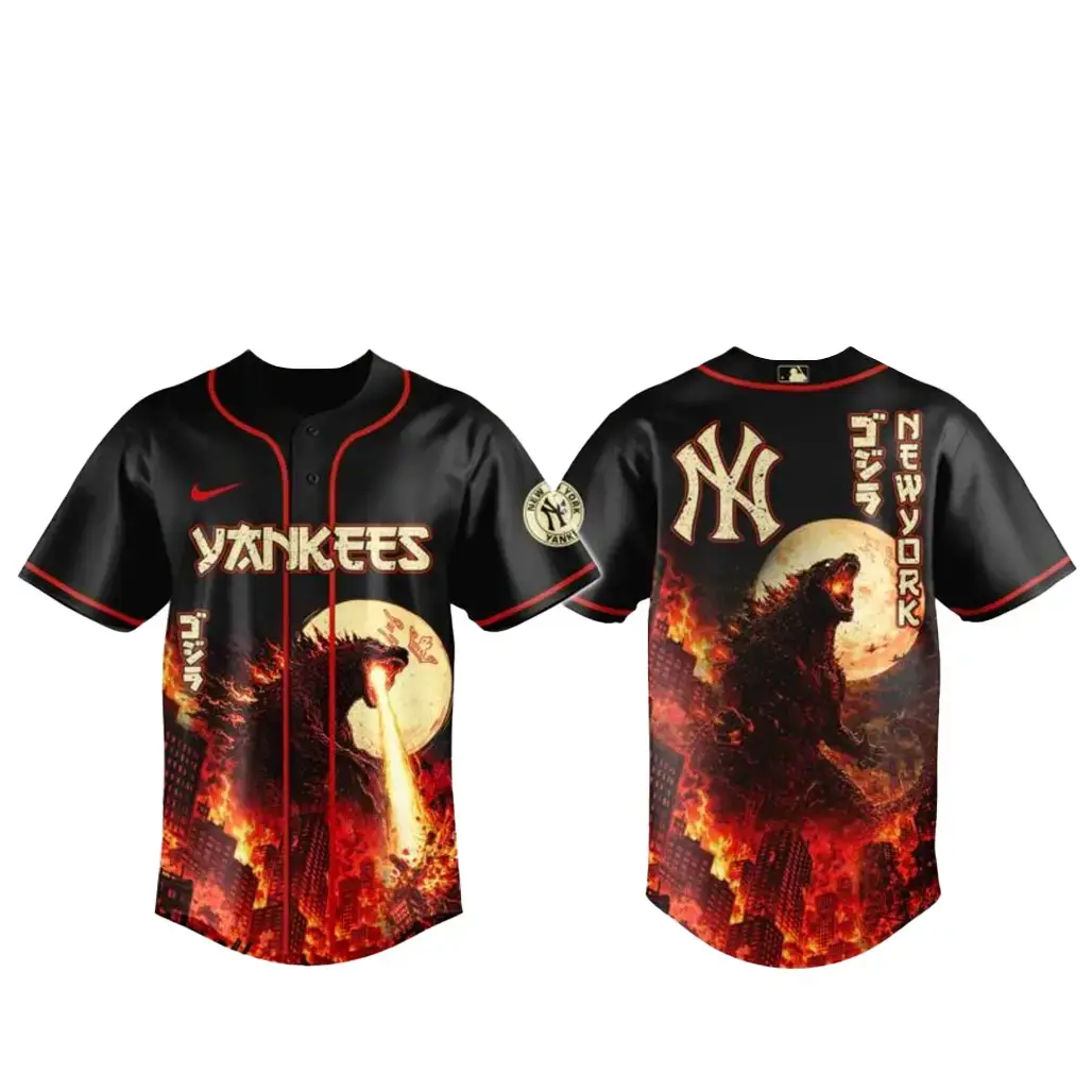 New York Yankees x Godzilla King of Monsters Baseball Jersey Image