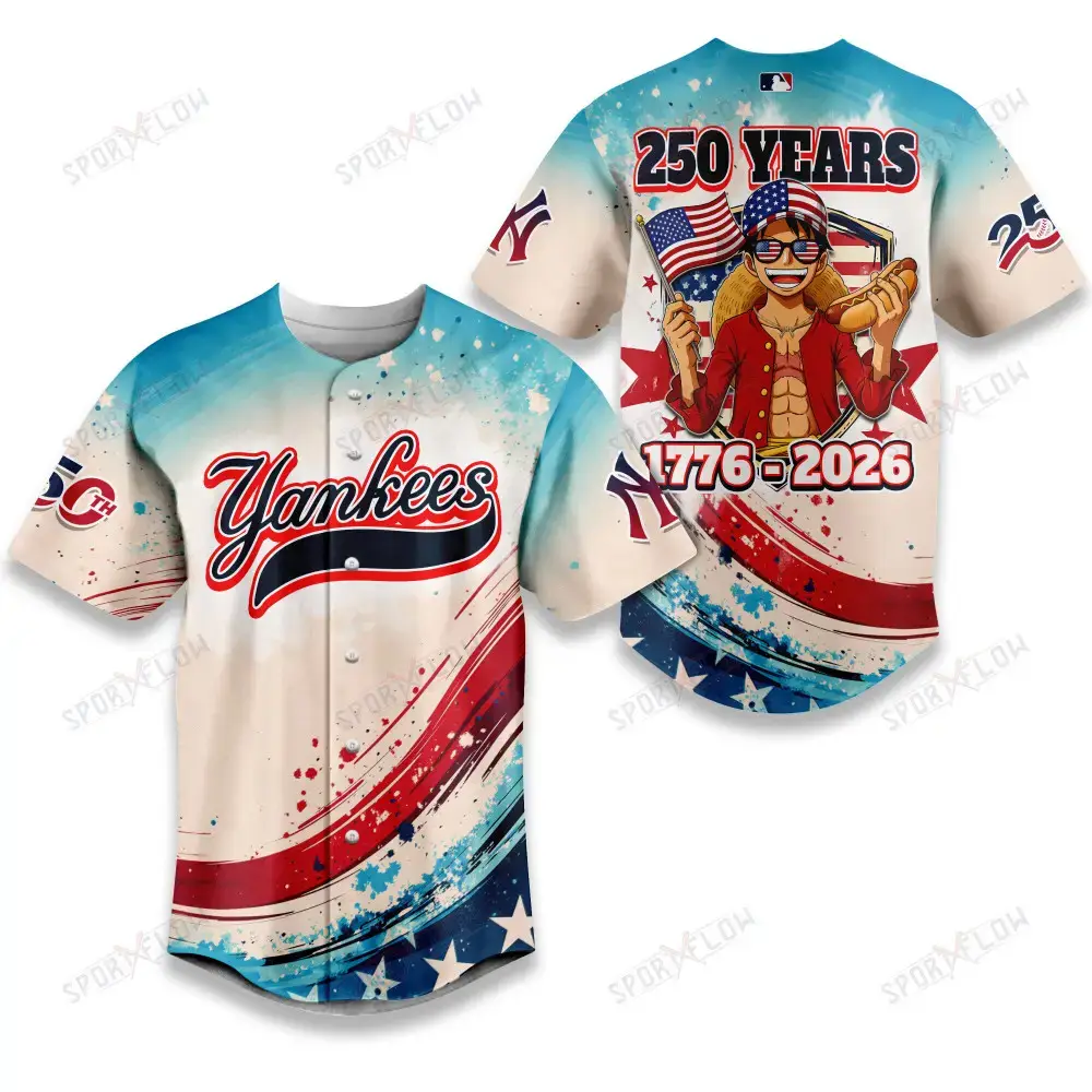 New York Yankees X Luffy 250 Years Celebration Party Baseball Jersey Image