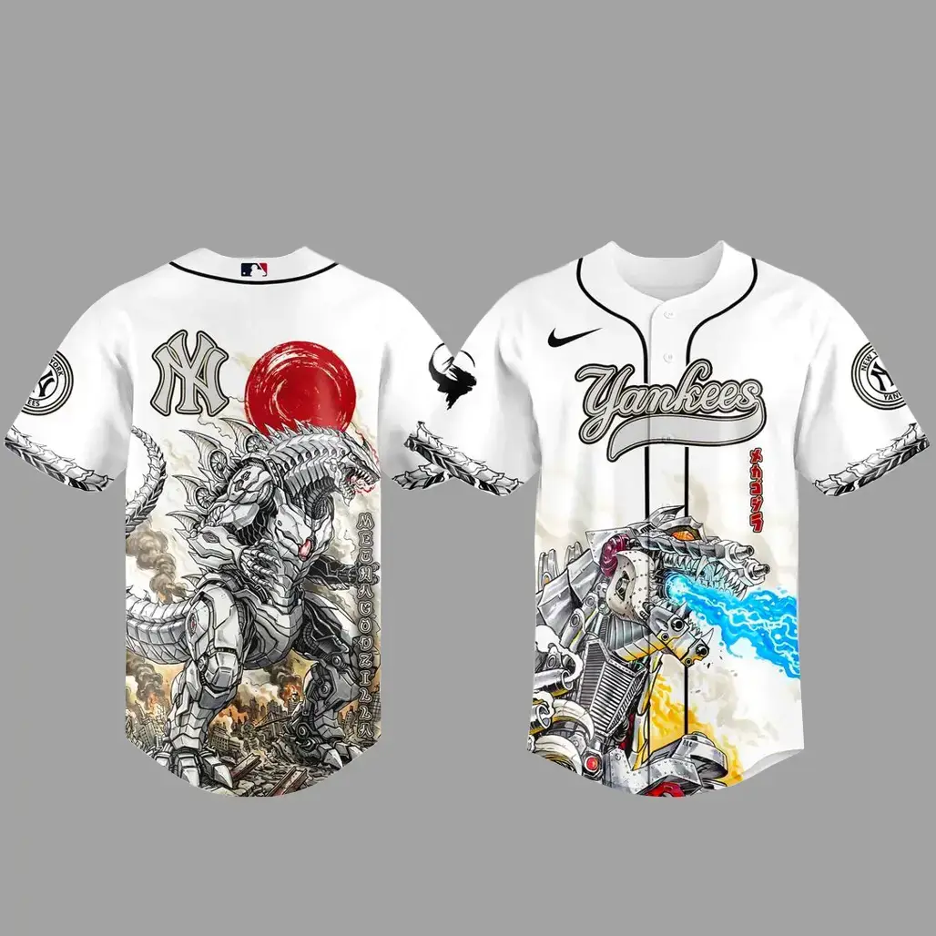 New York Yankees x MechaGodzilla Monster Baseball Jersey Image