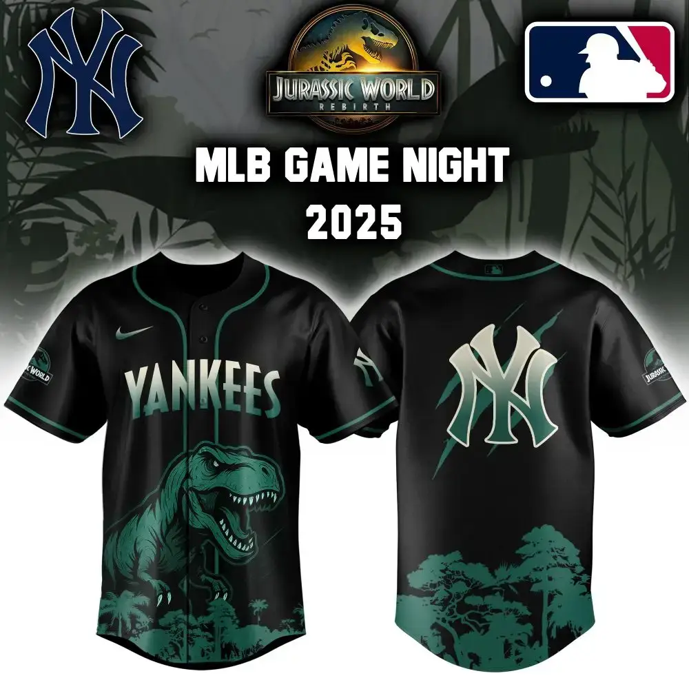 New York Yankees X Mlb Jurassic World Custom Baseball Jersey Image